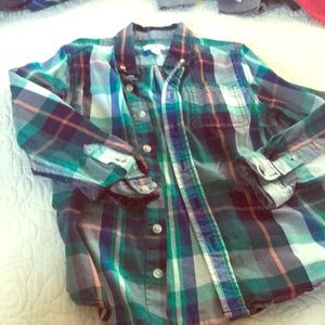 Boys button down plaid dress shirt